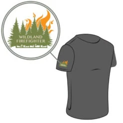 Tree & Flames Wildland Firefighter T-Shirt W/TSC Logo (Grey), The Supply Cache -Survival Provisions 320.73607LeftL