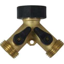 Fiskars Dual Connector Wye Valve, GHT (Brass), Gilmour